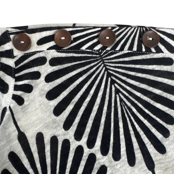 Joie Linen Cap Sleeve Palm Leaf Print Top Black Grey Size M - Picture 5 of 7